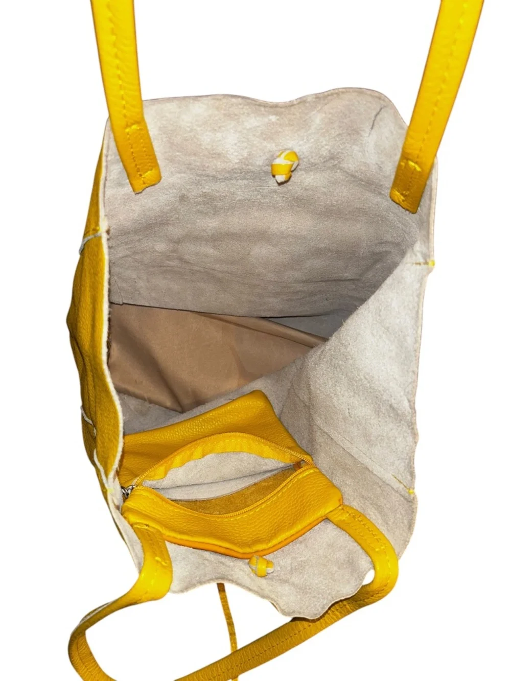 vera pelle ITALY yellow all weather leather pebbled tote bag purse